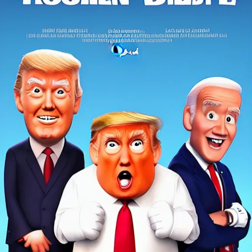 Prompt: Trump and Biden pixar disney movie poster