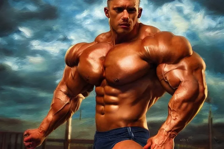 Image similar to muscle, fantasy, painting, ultra realistic!!!, clear weather, golden hour, sharp focus