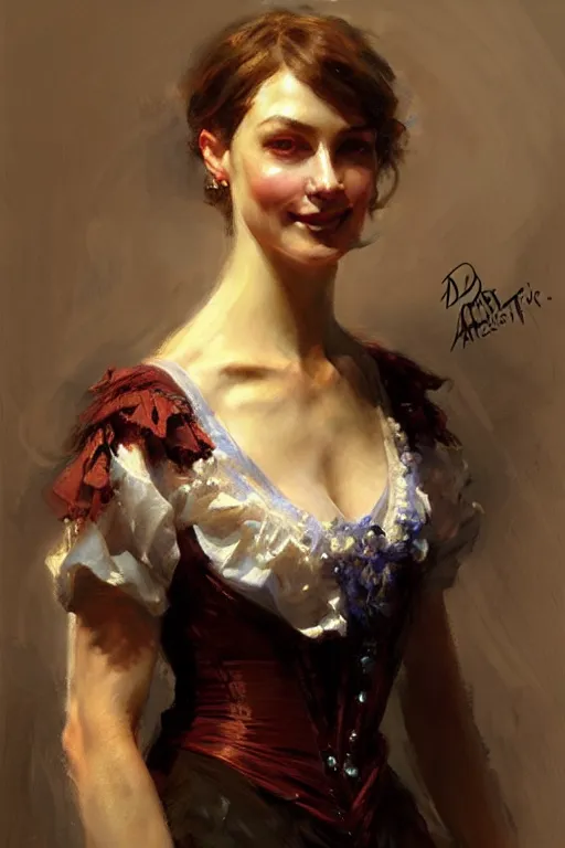 Prompt: victorian lady, painting by daniel gerhartz, alphonse murac, detailed art, artstation