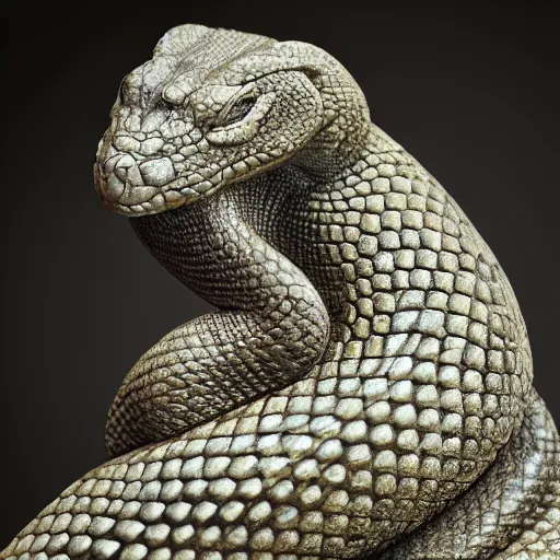 Prompt: stone statue of a snake, realistic, detailed