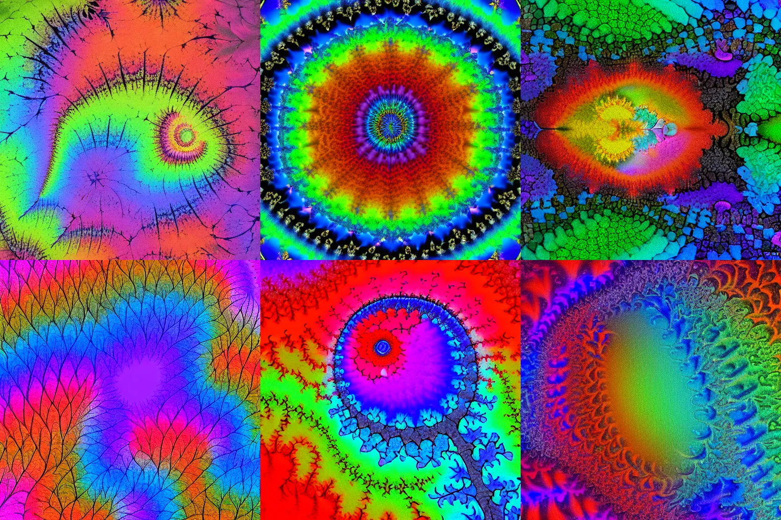 Prompt: rainbow - colored mandelbrot fractal as a water color portrait.