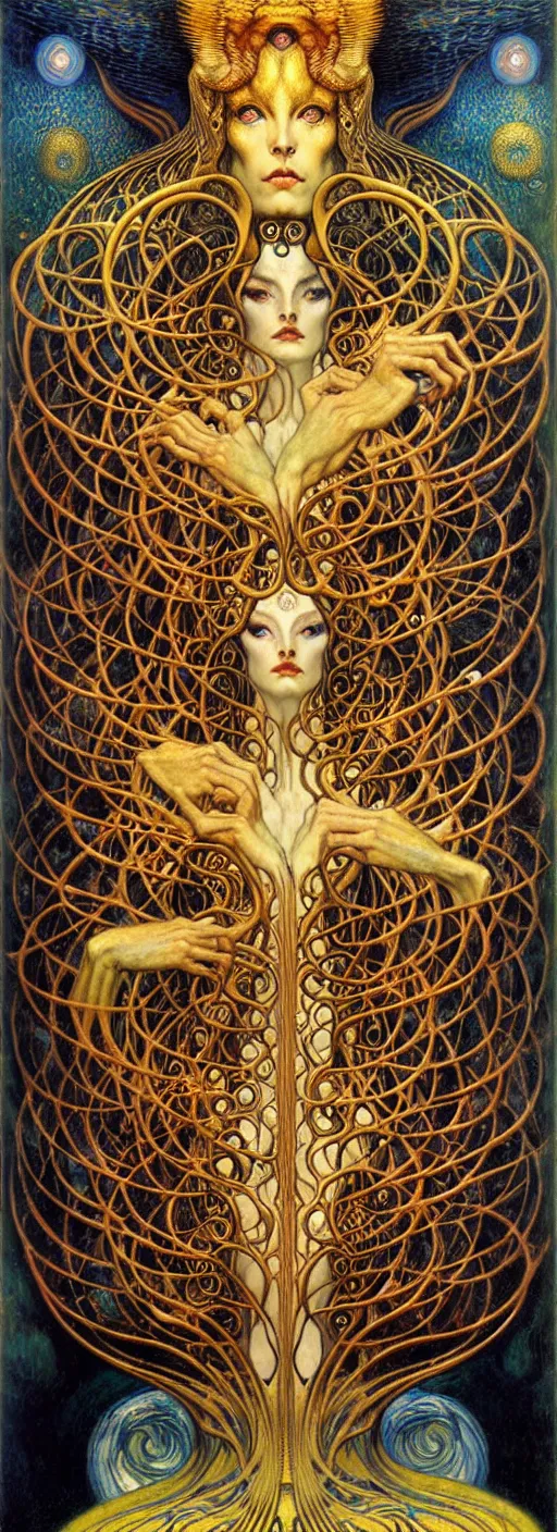 Image similar to Divine Chaos Engine by Karol Bak, Jean Delville, William Blake, Gustav Klimt, and Vincent Van Gogh, symbolist, visionary