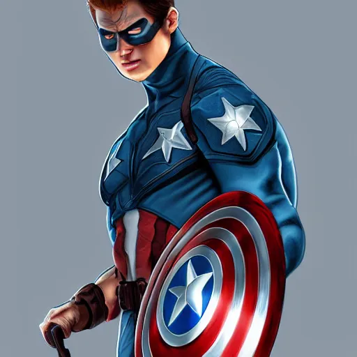 Image similar to Captain America, a digital painting by Yun-Fei Ji, deviantart contest winner, fantasy art, detailed painting, artstation hd, concept art