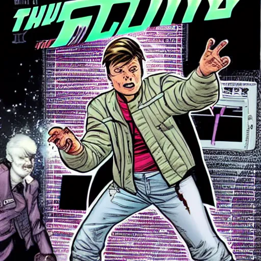 Prompt: marty mcfly back to the future comic book page