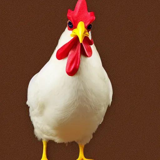 Image similar to a high quality photo of a chicken wearing a suit, 8k, digital art