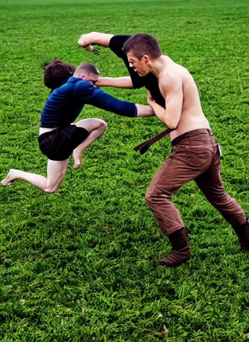 Image similar to modern sward fight on a field