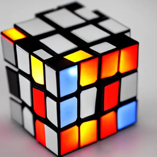Prompt: a rubix cube made of light