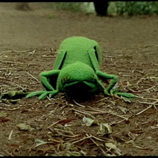 Image similar to a still of kermit the frog in stalker by tarkovsky