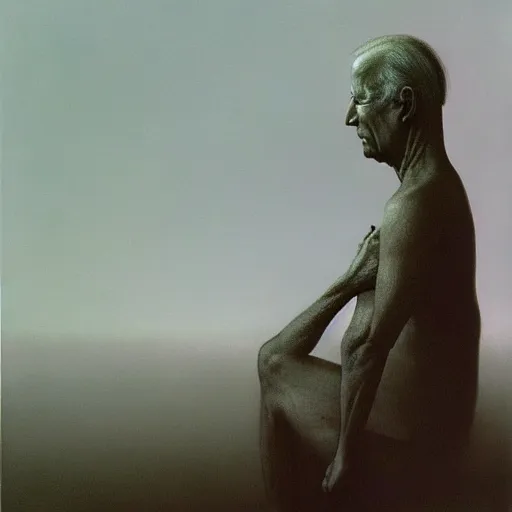 Prompt: Joe Biden. Ashamed. Zdzisław Beksiński