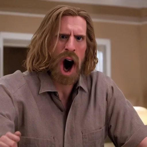 Image similar to Live Action Still of Jerma985 in The Big Lebowski, real life, hyperrealistic, ultra realistic, realistic, highly detailed, epic, HD quality, 8k resolution, body and headshot, film still