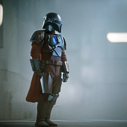 Image similar to Mandalorian in blade runner movie still, 4k