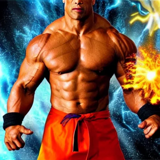 Image similar to dwayne johnson as goku