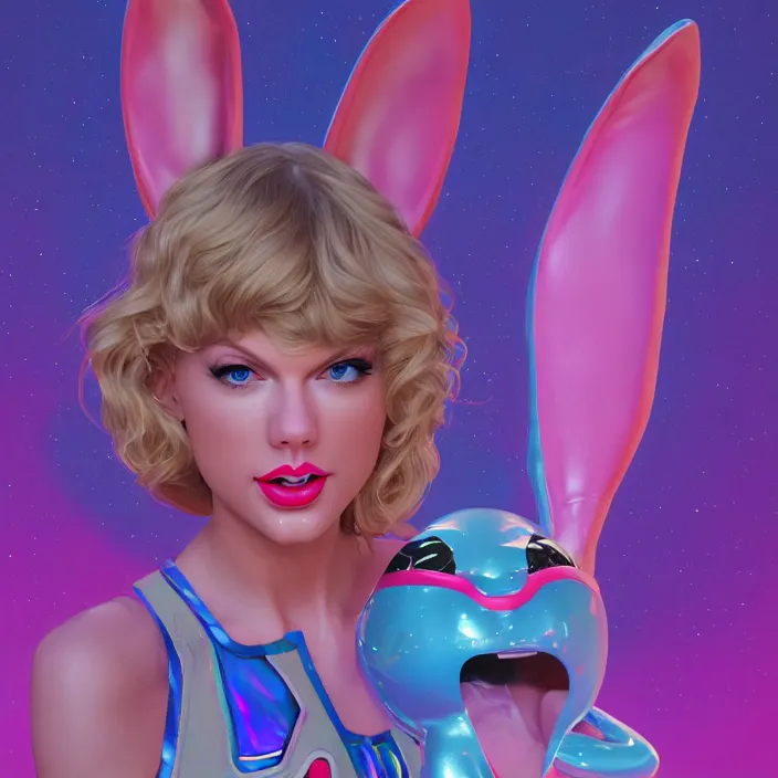 Image similar to portrait of Taylor Swift as Lola Bunny in Space Jam 1996. intricate abstract. intricate artwork. by Tooth Wu, wlop, beeple, dan mumford. octane render, trending on artstation, greg rutkowski very coherent symmetrical artwork. cinematic, hyper realism, high detail, octane render, 8k, iridescent accents