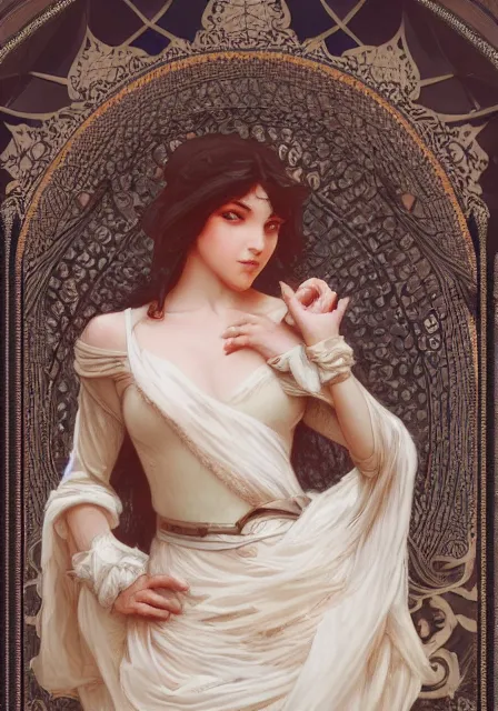 Image similar to snow white dance, intricate, elegant, highly detailed, digital painting, artstation, concept art, smooth, sharp focus, illustration, art by artgerm and greg rutkowski and alphonse mucha and william - adolphe bouguereau