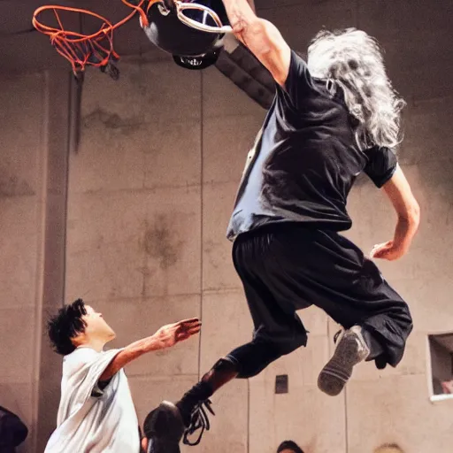 Image similar to gandalf dunking on bilbo baggins, action sports photography, f stop, iso