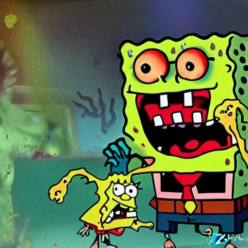 Prompt: zombie spongebob v by ivan shishkin