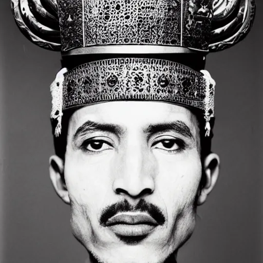 Image similar to A Moroccan samurai, portrait, by Richard Avedon, Derek Ridgers, Mert and Marcus