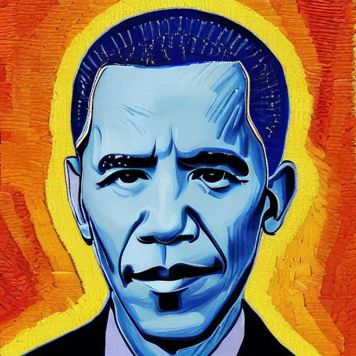 Prompt: a perfect fusion of Joe Biden and Barack Obama, style of Vincent Van Gogh, presidential fusion, mix of Biden and Obama, presidential cross, portrait, oil painting by Van Gogh, 4k photograph of painting