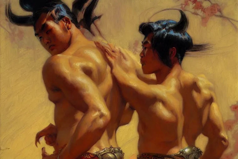 Image similar to asian mythology, painting by gaston bussiere, craig mullins, j. c. leyendecker, tom of finland