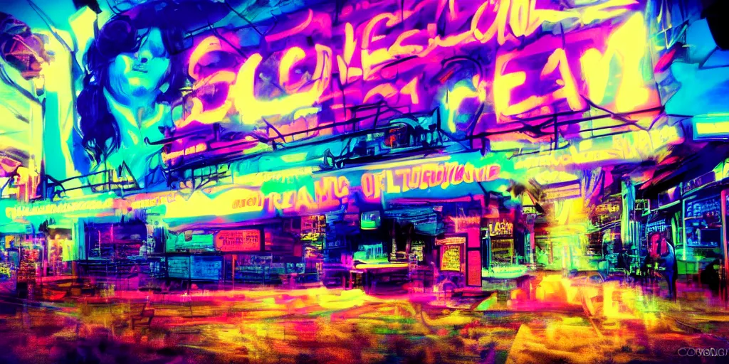 Image similar to dream of californication, cyberwave, neon, cinematic,