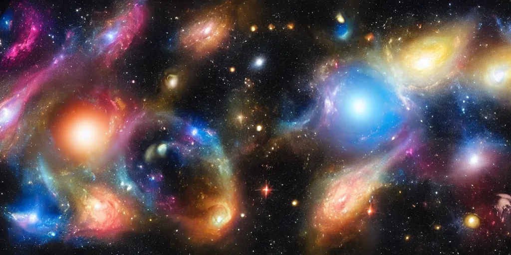 Image similar to equirectangular image of eyeballs floating in space, galaxies and nebula in the background, hyper detailed