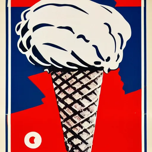 Image similar to soviet propaganda poster of an ice cream cone