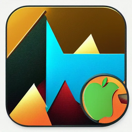 Prompt: arrow 3 d apple app icon material design pixar by victo ngai