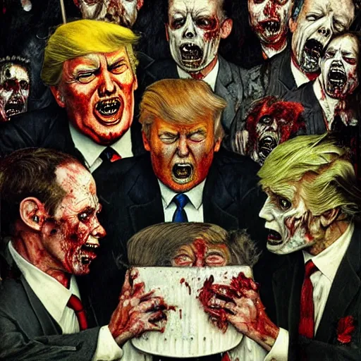 Prompt: zombie donald trump by norman rockwell