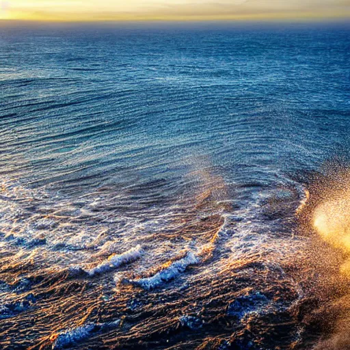 Image similar to small perfect reef point wave breaking in shallow clear water directly in front of the tilt shift camera view hollister ranch offshore winds kelp islands on horizon oil dereks on horizon late afternoon fall time central california