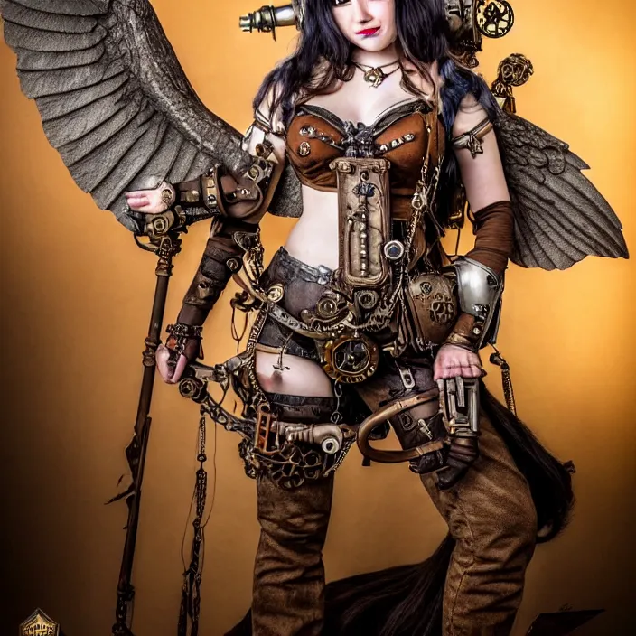 Image similar to full length photo of a very beautiful!! steampunk valkyrie, highly detailed, 4 k, hdr, smooth, sharp focus, high resolution, award - winning photo