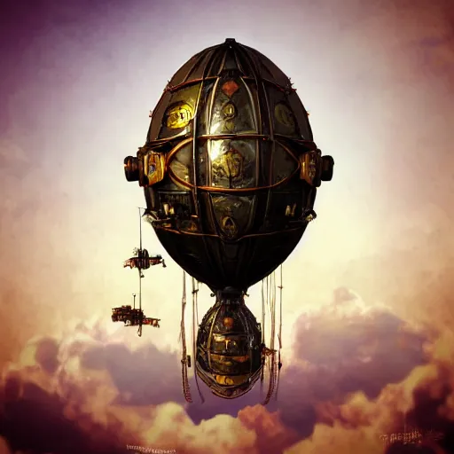 Image similar to enormous flying fortress!! in a gigantic faberge egg, sky!!!, steampunk, aetherpunk, fantasy art, unreal engine,