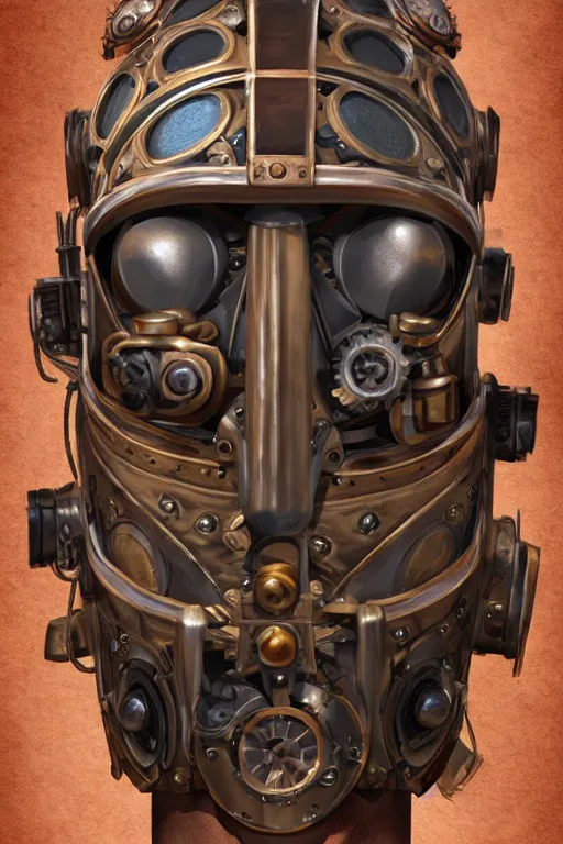 Image similar to steampunk helmet fantasy art mask robot ninja stylized digital illustration sharp focus, elegant intricate digital painting artstation concept art global illumination ray tracing advanced technology chaykin howard and campionpascale and cooke darwyn and davis jack