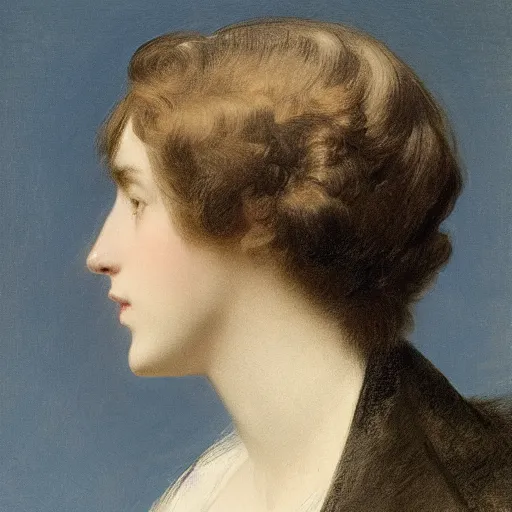 Prompt: A beautiful computer art of a person in profile, with their features appearing both in front of and behind their head. light blue by Edwin Henry Landseer meticulous, aesthetic