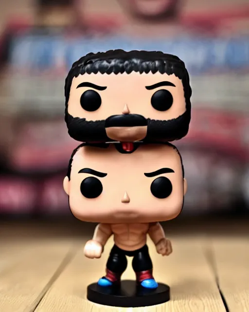 Image similar to wrestler Funko Pop. Photographic, photography