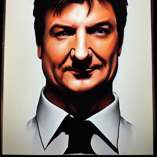 Image similar to nathan fillion in the style of guy fawkes mask