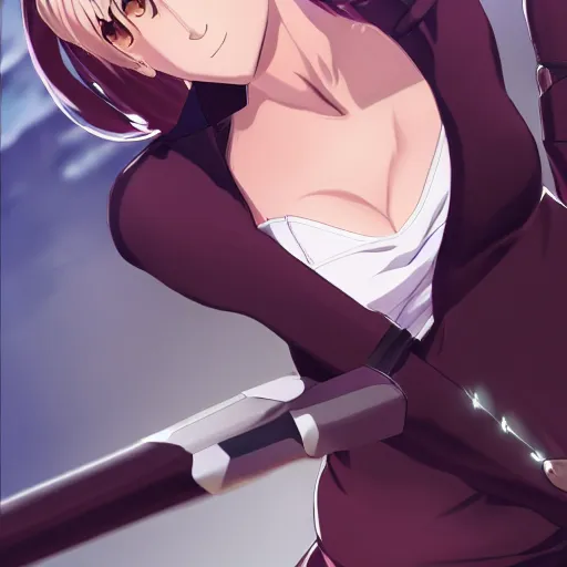 Image similar to beautiful and gorgeous full body image of archer from fate / stay night, high details, high resolution, | | very very anime!!!, fine - face, audrey plaza, realistic shaded perfect face, fine details. anime. realistic shaded lighting poster by magali villeneuve