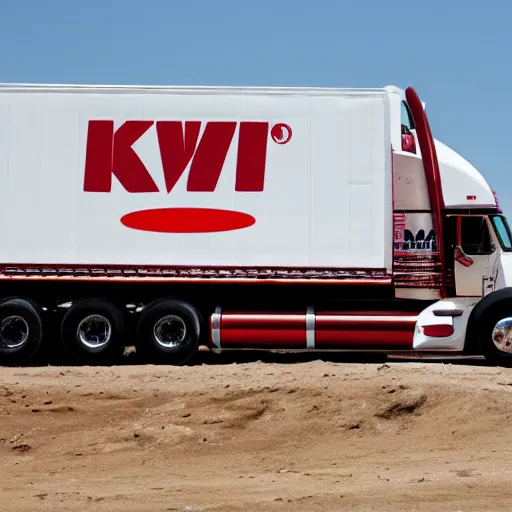 Prompt: kwik trip semi truck on the moon