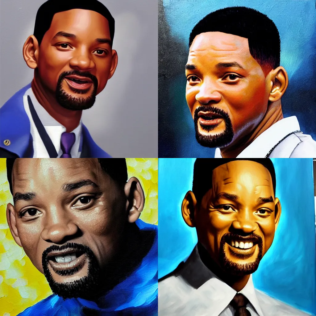 Prompt: oil painting of will smith