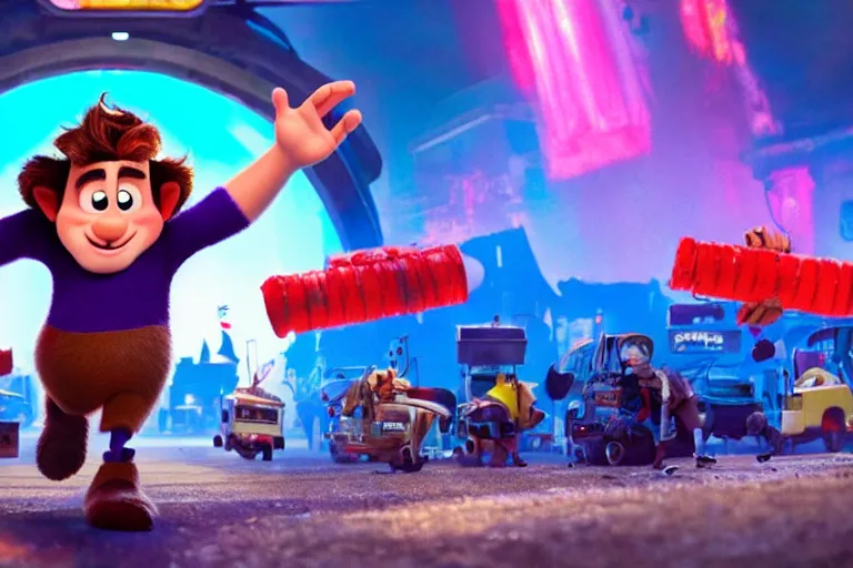 Image similar to timothee chalamet plays ralph in the live action adaptation of disney's wreck - it ralph, red weapon 8 k s 3 5, cooke anamorphic / i lenses, highly detailed, cinematic lighting