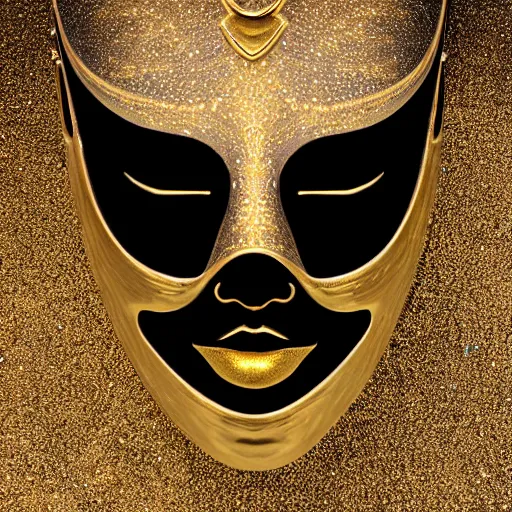 Image similar to cosmic party mask, silky texture, golden, elegant, aesthetic, 4 k, hd, digital art, realistic