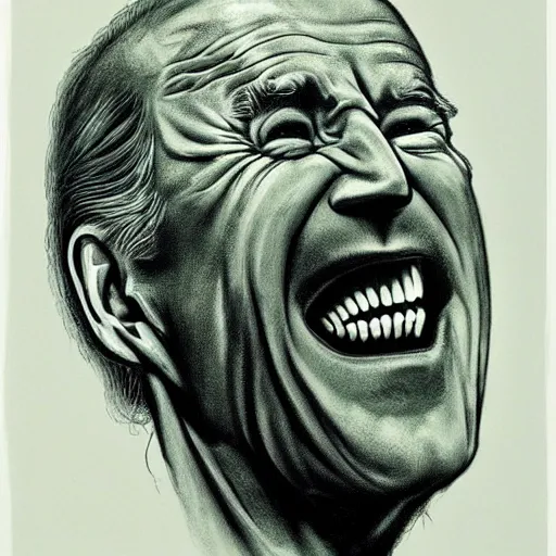 Prompt: Joe Biden!!!!!!!!!!!!!!!!!, by Stephen Gammell and H.R Giger