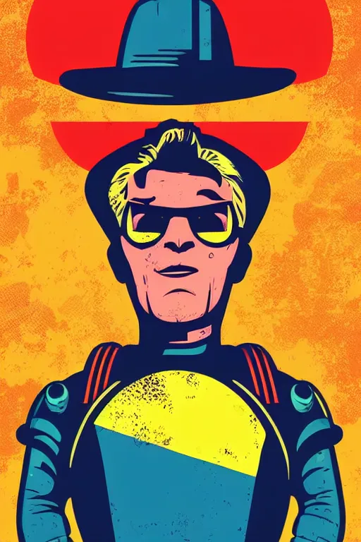 Image similar to fallout 7 6 retro futurist illustration art by butcher billy, sticker, colorful, illustration, highly detailed, simple, smooth and clean vector curves, no jagged lines, vector art, smooth andy warhol style