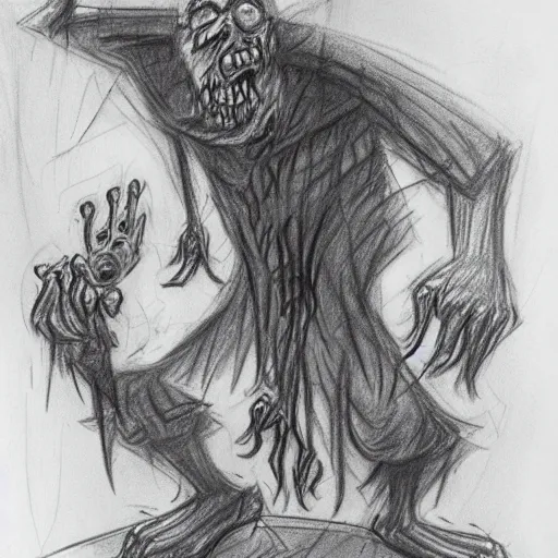 Prompt: milt kahl pencil sketch a lovecraftian zombie horror loomis