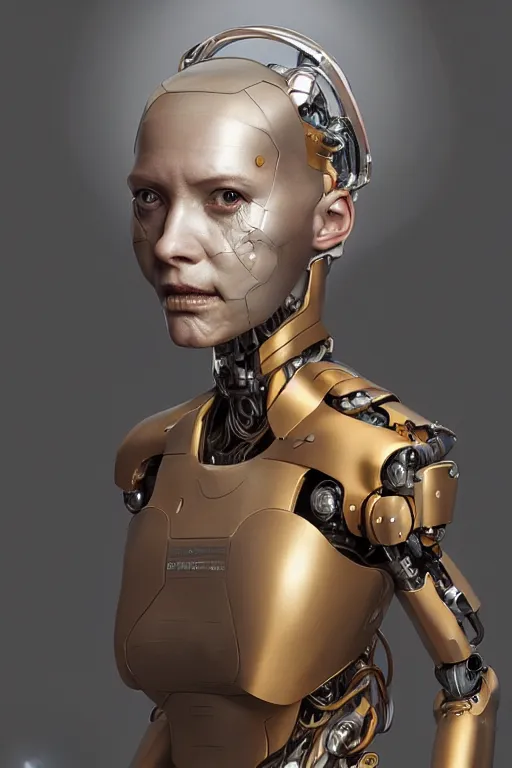 Image similar to portrait of a angry female robot, intricate, dystopian toy, sci - fi, extremely detailed, biopunk suit, digital painting, sculpted in zbrush, artstation, concept art, smooth, sharp focus, illustration, chiaroscuro lighting, golden ratio, incredible art by stanley artgerm lau and greg rutkowski and alphonse mucha and simon stalenhag