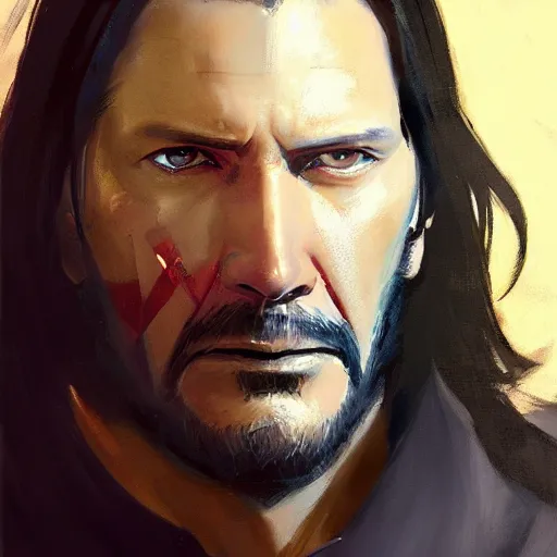 Image similar to greg manchess portrait painting of partially armored john wick as overwatch character, medium shot, asymmetrical, profile picture, organic painting, sunny day, matte painting, bold shapes, hard edges, street art, trending on artstation, by huang guangjian, gil elvgren, ruan jia, greg rutkowski, gaston bussiere