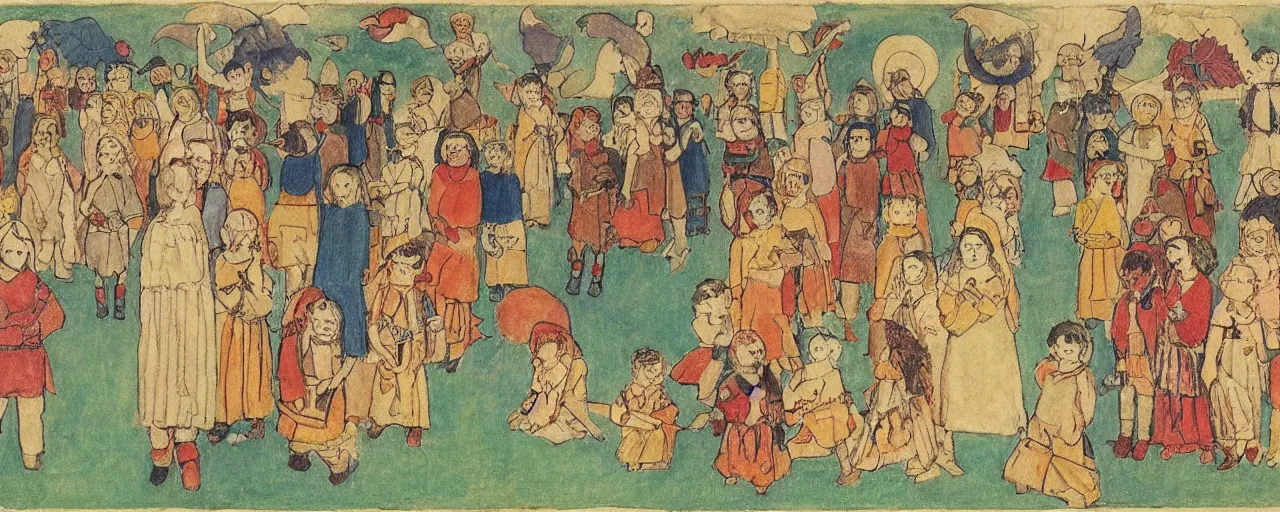 Image similar to pagan festival drawing by henry darger