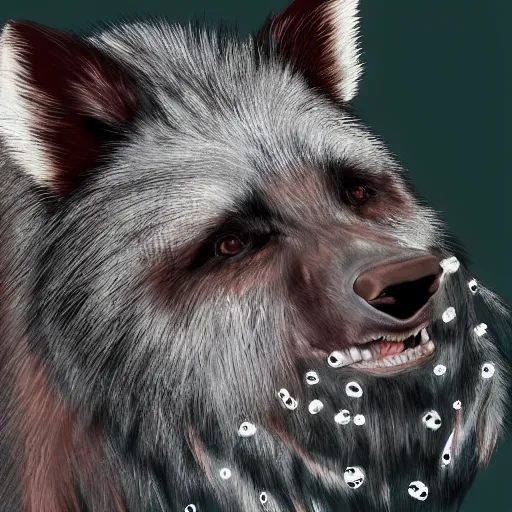 Prompt: digital painting of a gnoll with white spots