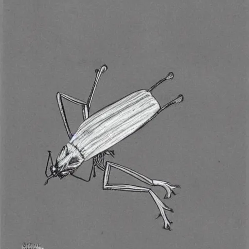 Prompt: illustration of a cricket, one-line drawing