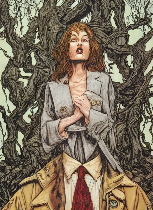 Image similar to twin peaks movie poster art by rebecca guay