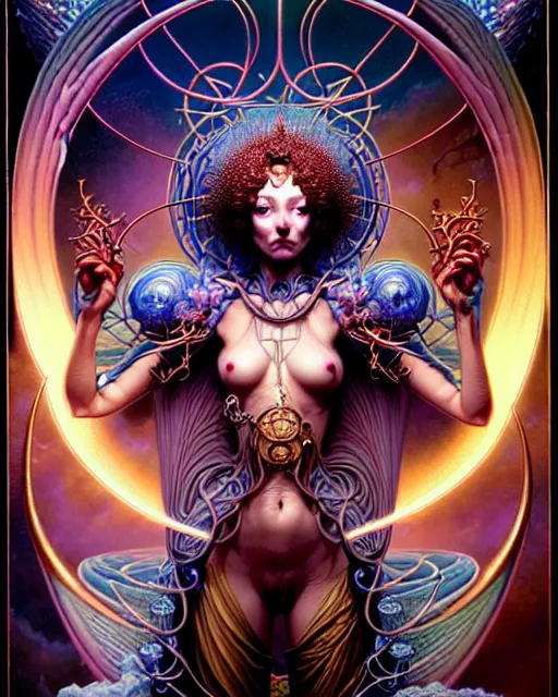 Image similar to temperance the tarot card, fantasy character portrait made of fractals, ultra realistic, wide angle, intricate details, the fifth element artifacts, highly detailed by peter mohrbacher, hajime sorayama, wayne barlowe, boris vallejo, aaron horkey, gaston bussiere, craig mullins